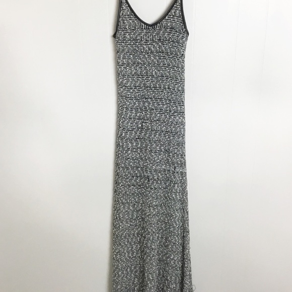 Poof Black & White Maxi Dress Slit Sides Size M - Picture 3 of 5